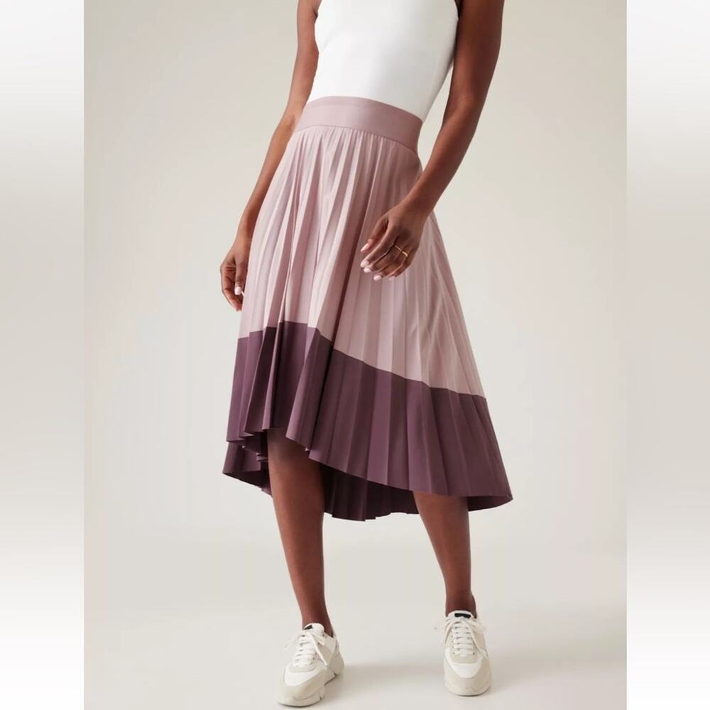 Athleta Swing Forward Pleated Midi Skirt in Smoked Mauve Sz XL NEW